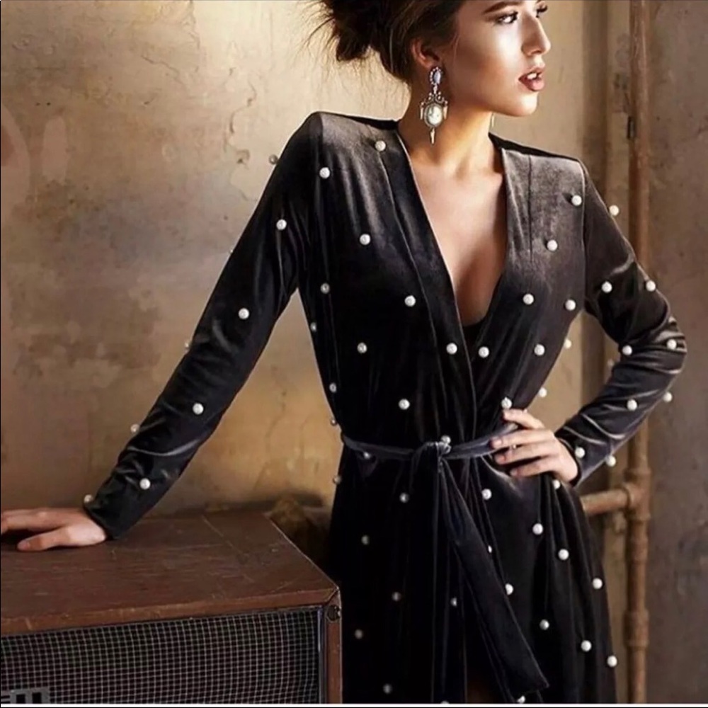 Pearl velvet maxi dress